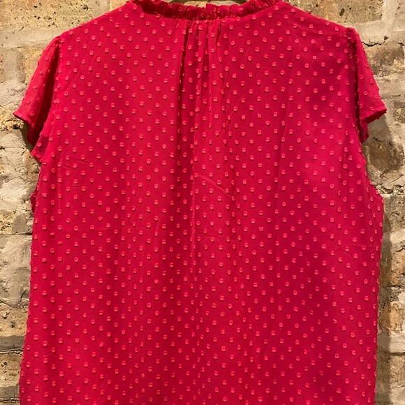 J.Crew Hot Pink Clip Dot Ruffled Blouse - Picture 5 of 5